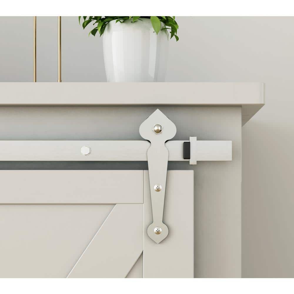 Quiet Glide 72 in. Satin Nickel Miniature Spade Sliding Barn Door Hardware for Double Furniture Wood Doors (3)
