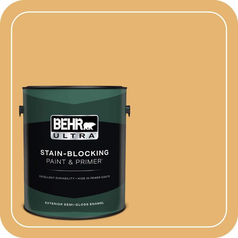 BEHR ULTRA 1 gal. #PPU6-04 Pyramid Gold Semi-Gloss Enamel Exterior Paint & Primer