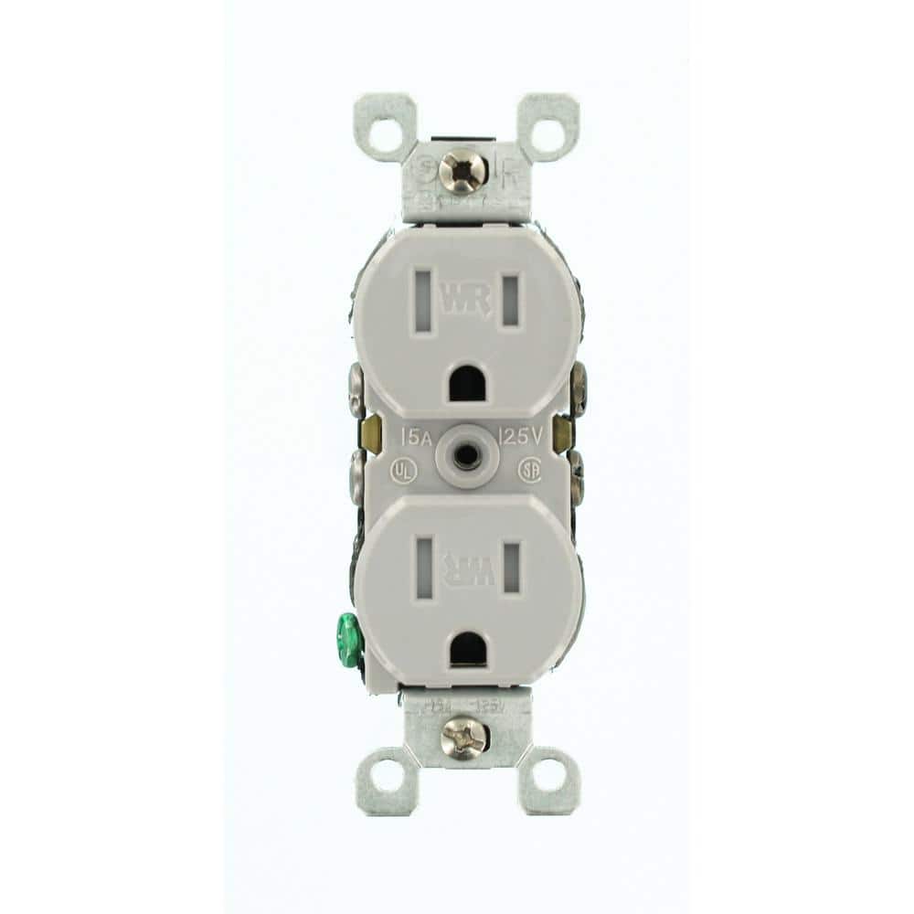 Leviton 15 Amp 125 V Tamper/Weather Resistant Duplex Outlet/Receptacle, Gray (1-Pack) W5320-T0G (1)