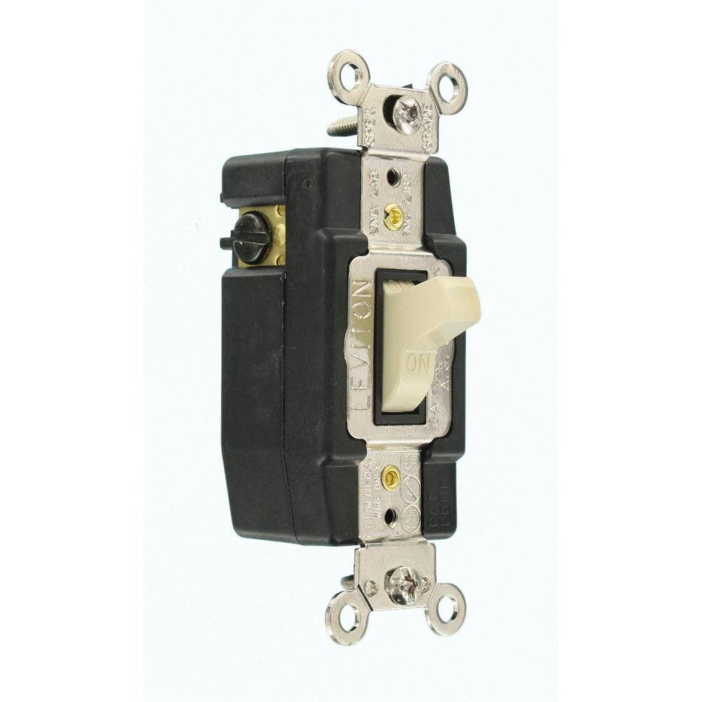 Leviton 15 Amp Industrial Grade Heavy Duty Single-Pole Double-Throw Center-OFF Maintained Contact Toggle Switch, Ivory 1281-I (2)