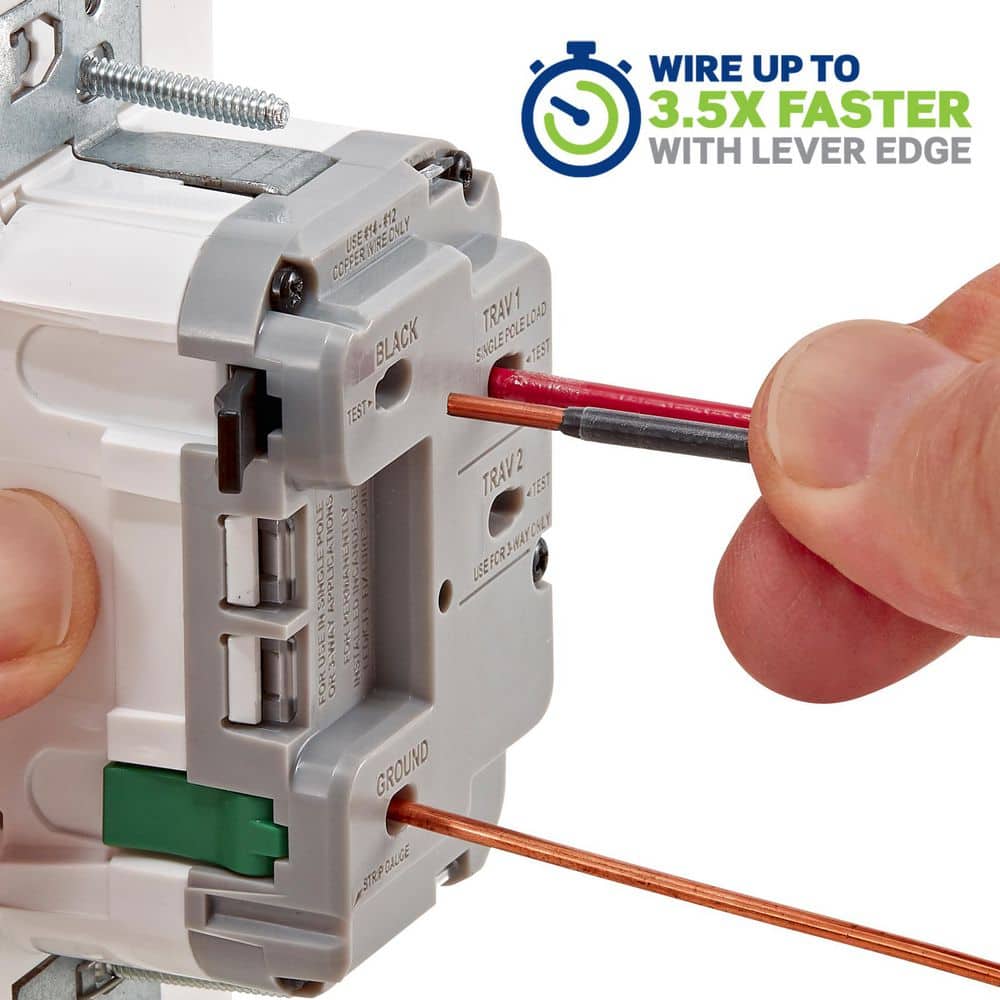 Leviton Decora Lever Edge Rocker Slide Dimmer Switch for LED/INC Bulbs, 150 Watt, Single Pole or 3-Way, ESL01-1KW (2)