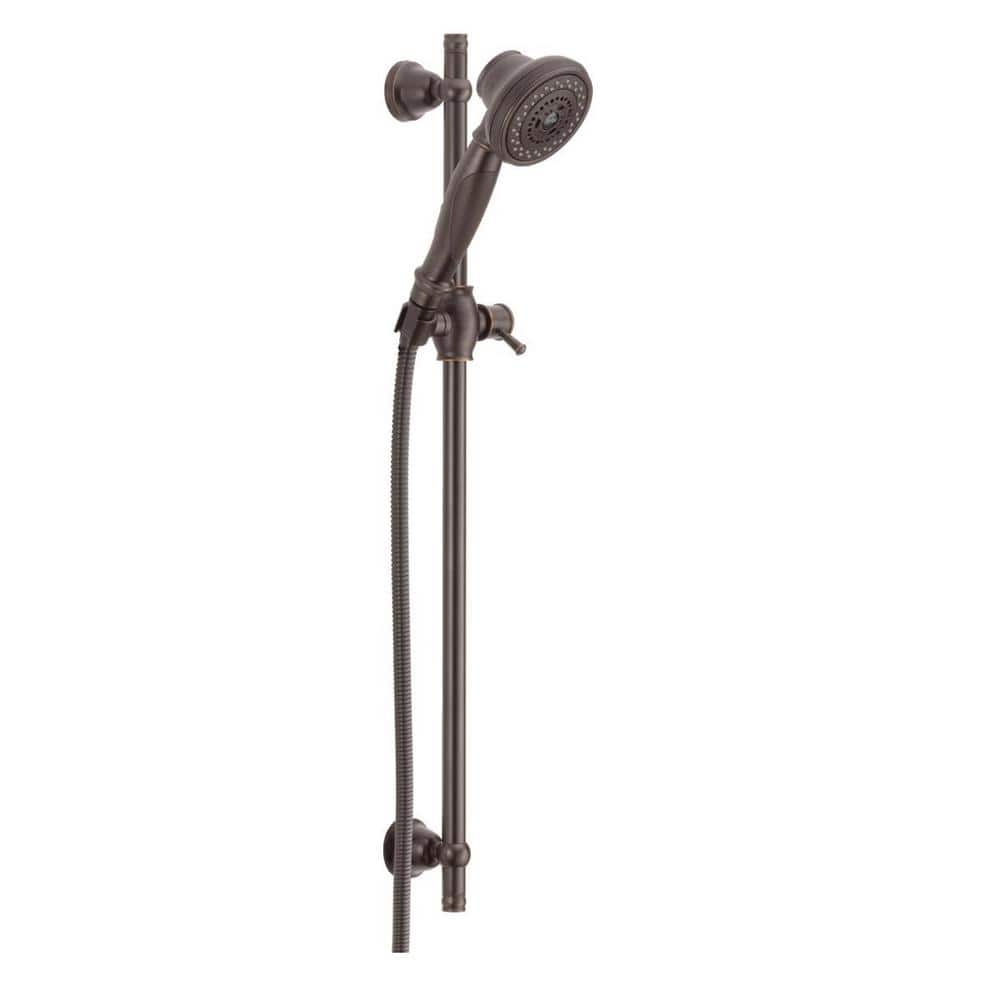 Delta 3-Spray Patterns 1.75 GPM 3.75 in. Wall Mount Handheld Shower Head with Slide Bar in Venetian Bronze (1)