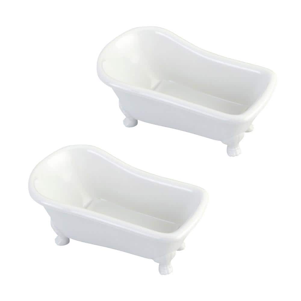 Kingston Brass Miniature Bathtub Countertop Soap Dish in White (2-pieces) (1)