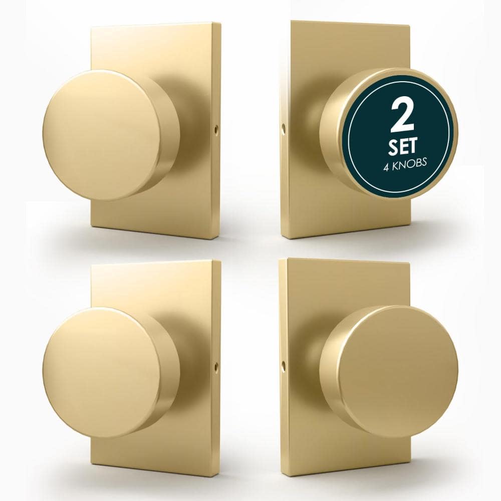 Mega Handles Laura Dummy Door Handle - 4 Pack Heavy Duty Gold Door Handle - Satin Brass