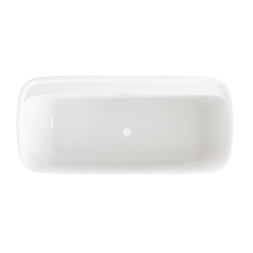 Unbranded Timeless Home 67 in. x 31 in. Soaking Bathtub with Center Drain in Glossy White with White Trim (2)