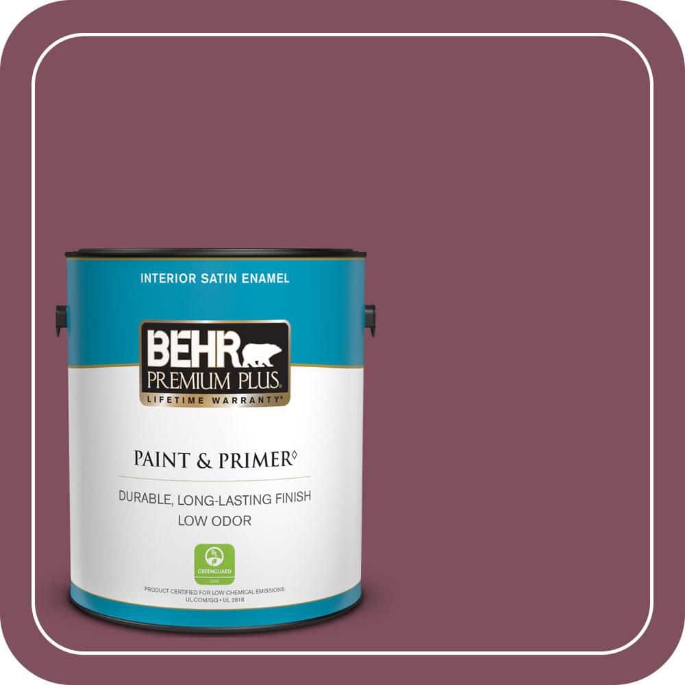 BEHR PREMIUM PLUS 1 gal. #T17-14 Artful Magenta Satin Enamel Low Odor Interior Paint & Primer