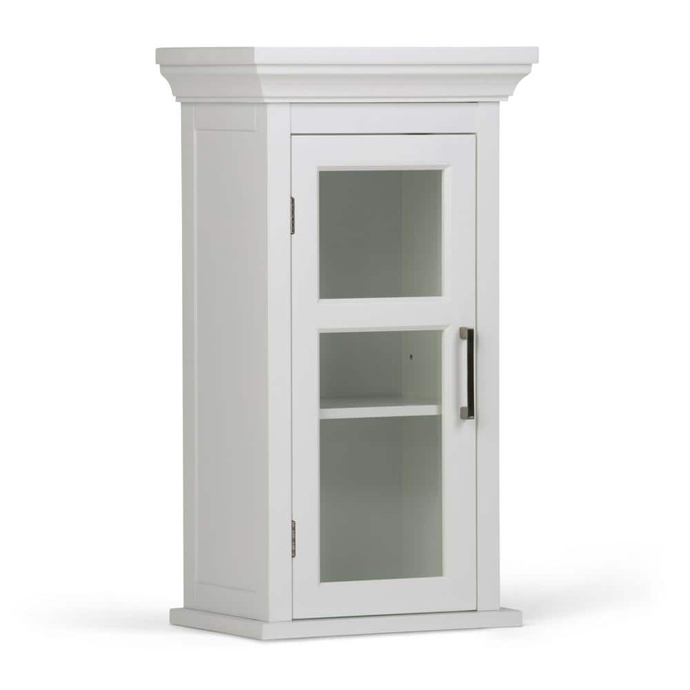 Simpli Home Avington 26.9 in. H x 14 in. W Single Door Wall Cabinet in Pure White