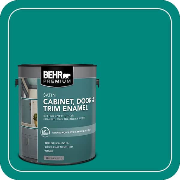 BEHR PREMIUM 1 gal. #P450-7 Mystic Turquoise Satin Enamel Interior/Exterior Cabinet, Door & Trim Paint (2)