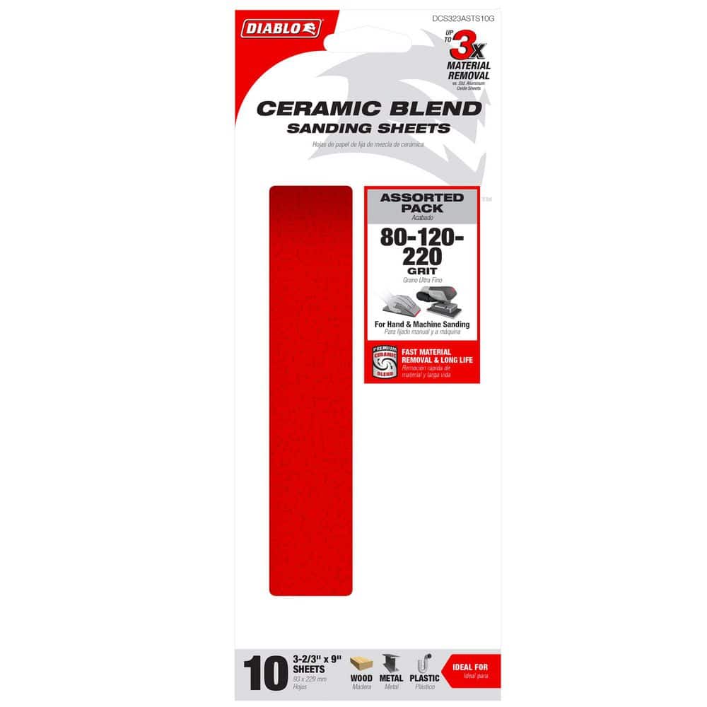 DIABLO 1/3 Sheet Assorted Hand Sanding Sheets (3)
