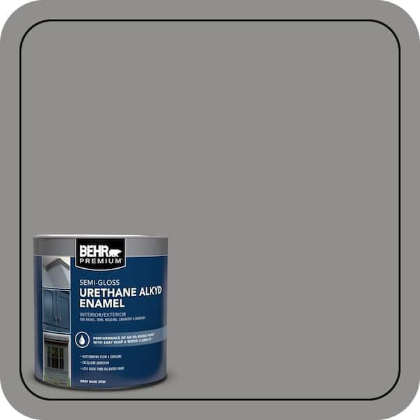 BEHR PREMIUM 1 qt. #PPU24-20 Letter Gray Urethane Alkyd Semi-Gloss Enamel Interior/Exterior Paint (2)