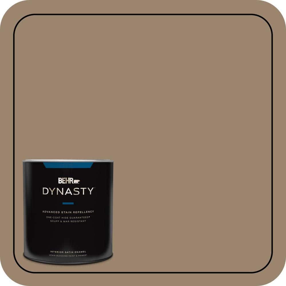 BEHR DYNASTY 1 qt. #MQ2-48 Sturdy Brown One-Coat Hide Satin Enamel Interior Stain-Blocking Paint & Primer