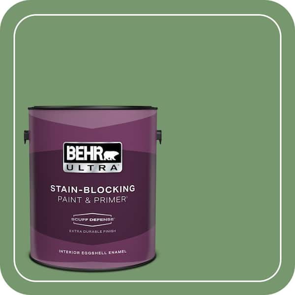 BEHR PREMIUM PLUS #PPU11-03 Botanical Green Flat Interior/Exterior Paint & Primer Color Sample (2)