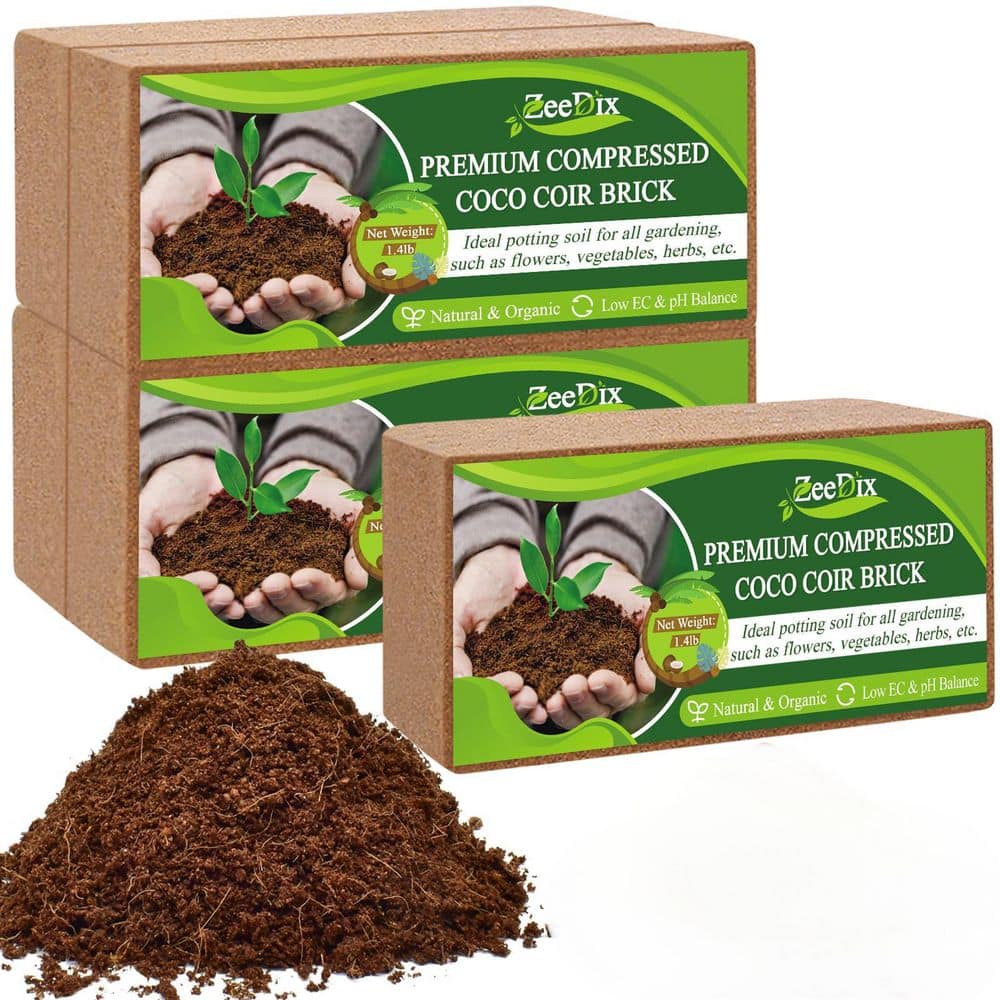 NVNOO 8 in. x 4 in. x 2 in. 12 Gal. Natural Fiber Coconut Coir Potting Soil with Low EC and pH Balance for Garden (5-Pack)