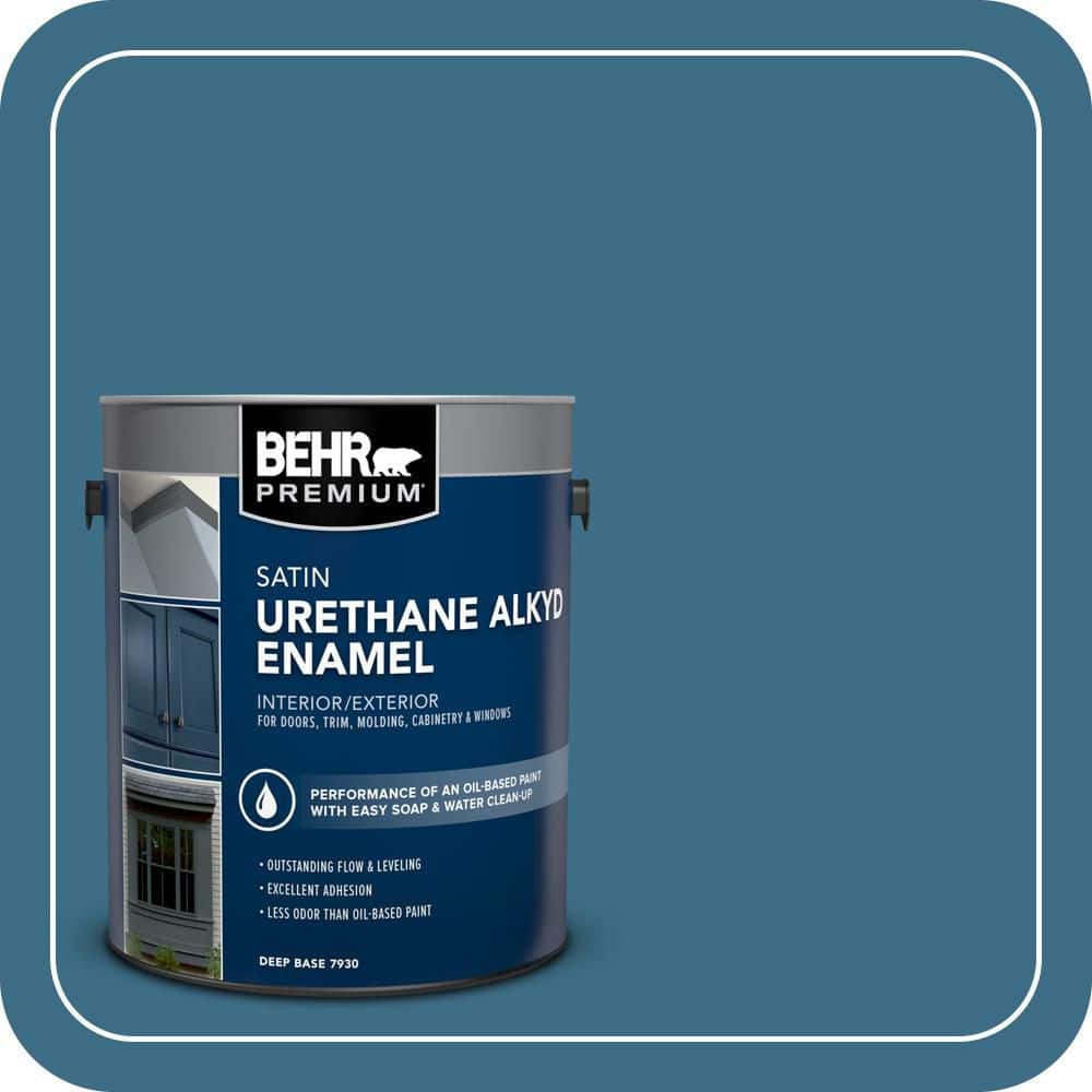 BEHR PREMIUM 1 gal. #S490-6 Bering Wave Urethane Alkyd Satin Enamel Interior/Exterior Paint