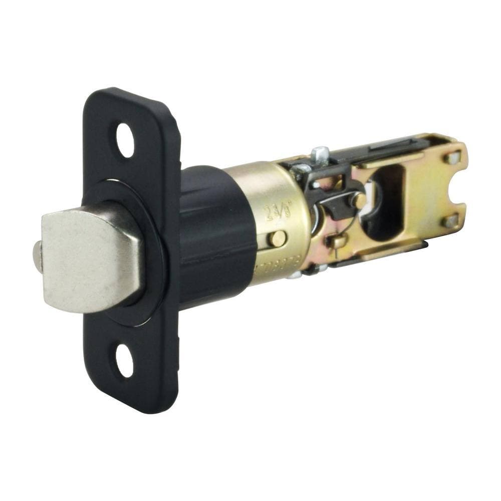 Design House 6-Way Matte Black Round Corner Universal Entry Door Latch