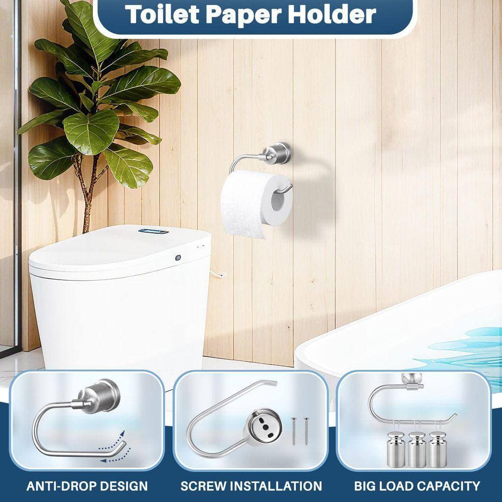 ARCORA Bath Hardware Set with Toilet Paper Holder, Towel Ring and Towel Hook Included Brushed Nickel (4)