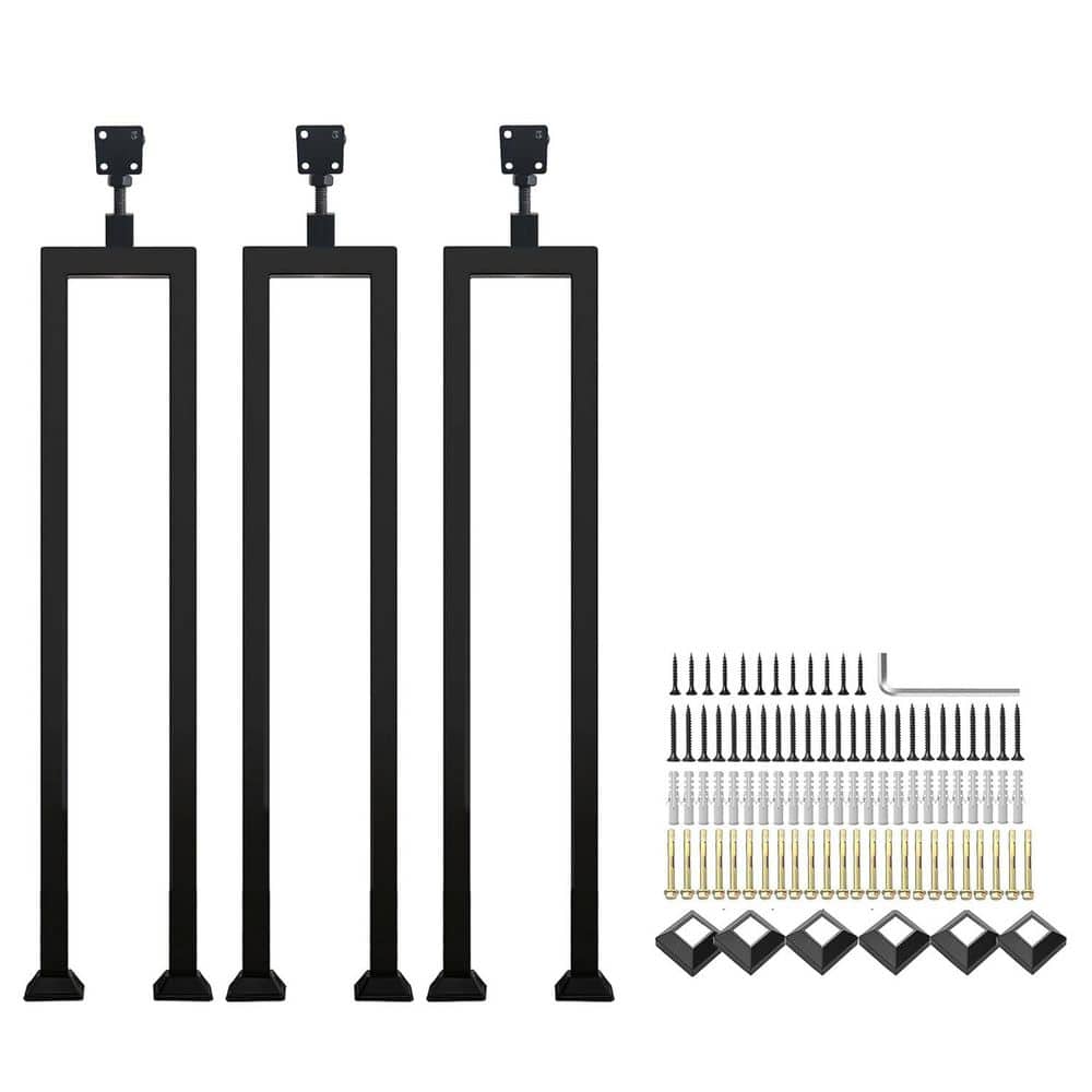 Afoxsos 3 Pack U-Shaped Metal Stair Handrails with Adjustable Top Bracket Indoor Outdoor Decorative Balusters (1)