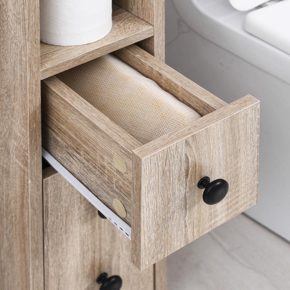 Luxeyard Freestanding Compact Design Bathroom Cabinet with 2 Open Cabinets 1 Door Cabinet 1 Drawer (2)