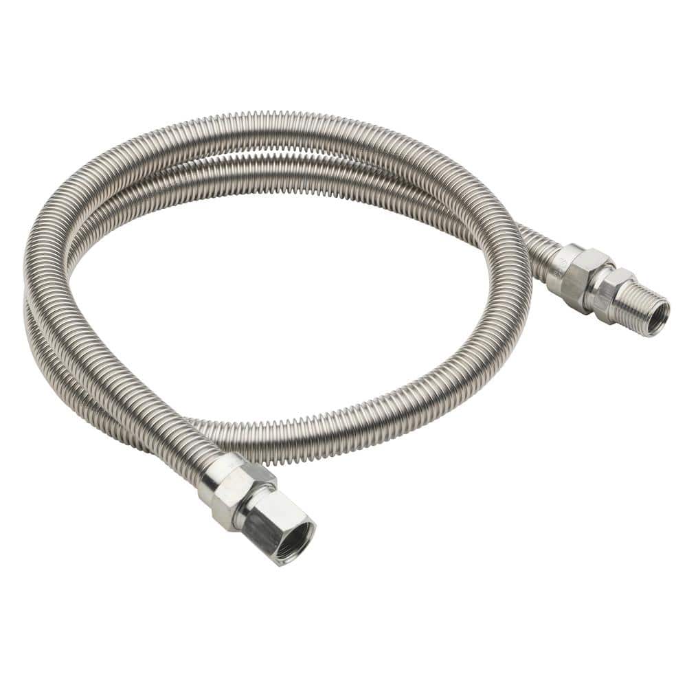 HOMEWERKS 48 in. L x 1/2 in. MIP x 1/2 in. FIP Stainless Steel Gas Connector, 5/8 in. Outer Diameter x 1/2 in. Inner Diameter