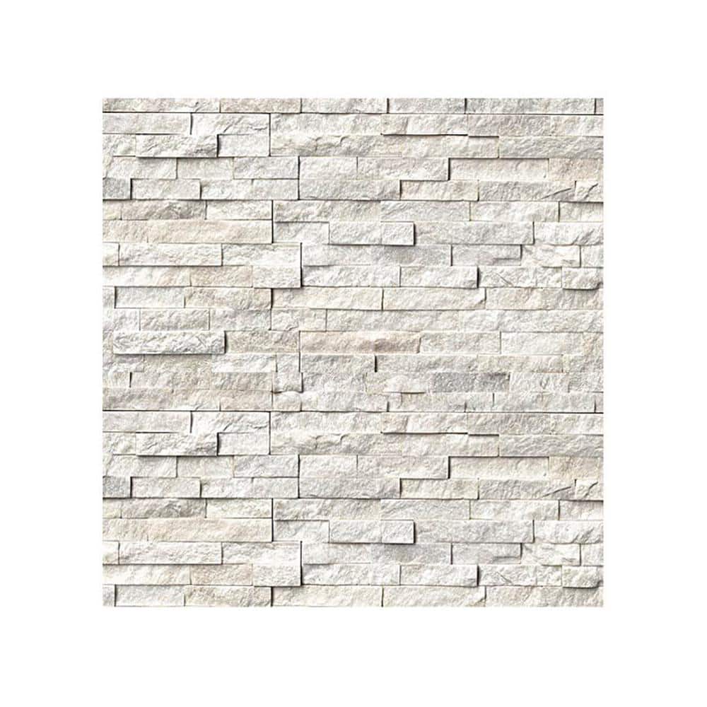 Unbranded 6 in. x 6 in. Arctic White Natural Stacked Stone Veneer Siding Sample Swatch