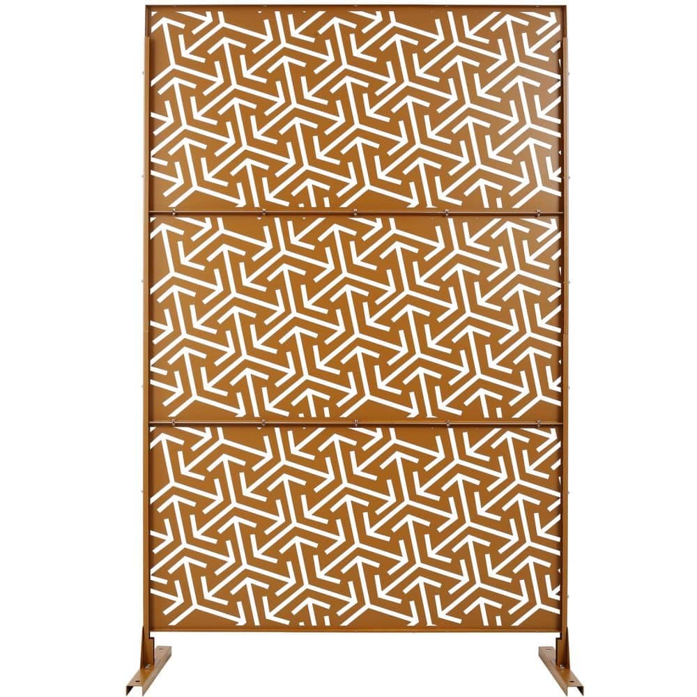 Staykiwi 76 in. H x 48 in. W Brown Steel Outdoor Privacy Fence Screen for Deck Balcony Patio (1)