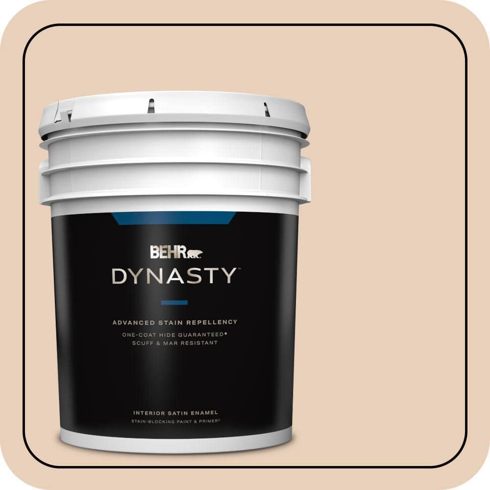 BEHR DYNASTY 5 gal. #S230-1 Buff Tone Satin Enamel Interior Stain-Blocking Paint & Primer
