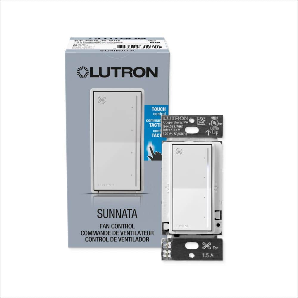 Lutron Sunnata Touch Fan Control, 4-Speed, 5 Amp/Single-Pole, (ST-FSQ-N-PM) (1)