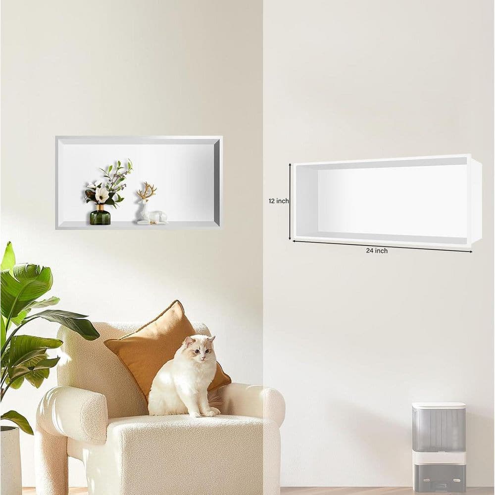 HOMEMYSTIQUE 24 in. W x 24 in. H x 4 in. D Stainless Steel Shower Niche in White (3)