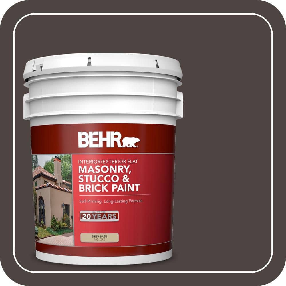 BEHR 5 gal. #SC-104 Cordovan Brown Flat Interior/Exterior Masonry, Stucco and Brick Paint