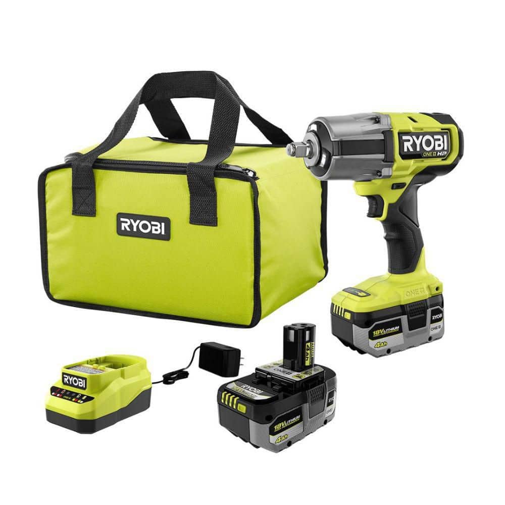 RYOBI ONE+ HP 18V Brushless Cordless 4-Mode 1/2 in. High Torque Impact Wrench Kit with (2) 4.0 Ah Batteries and Charger (1)