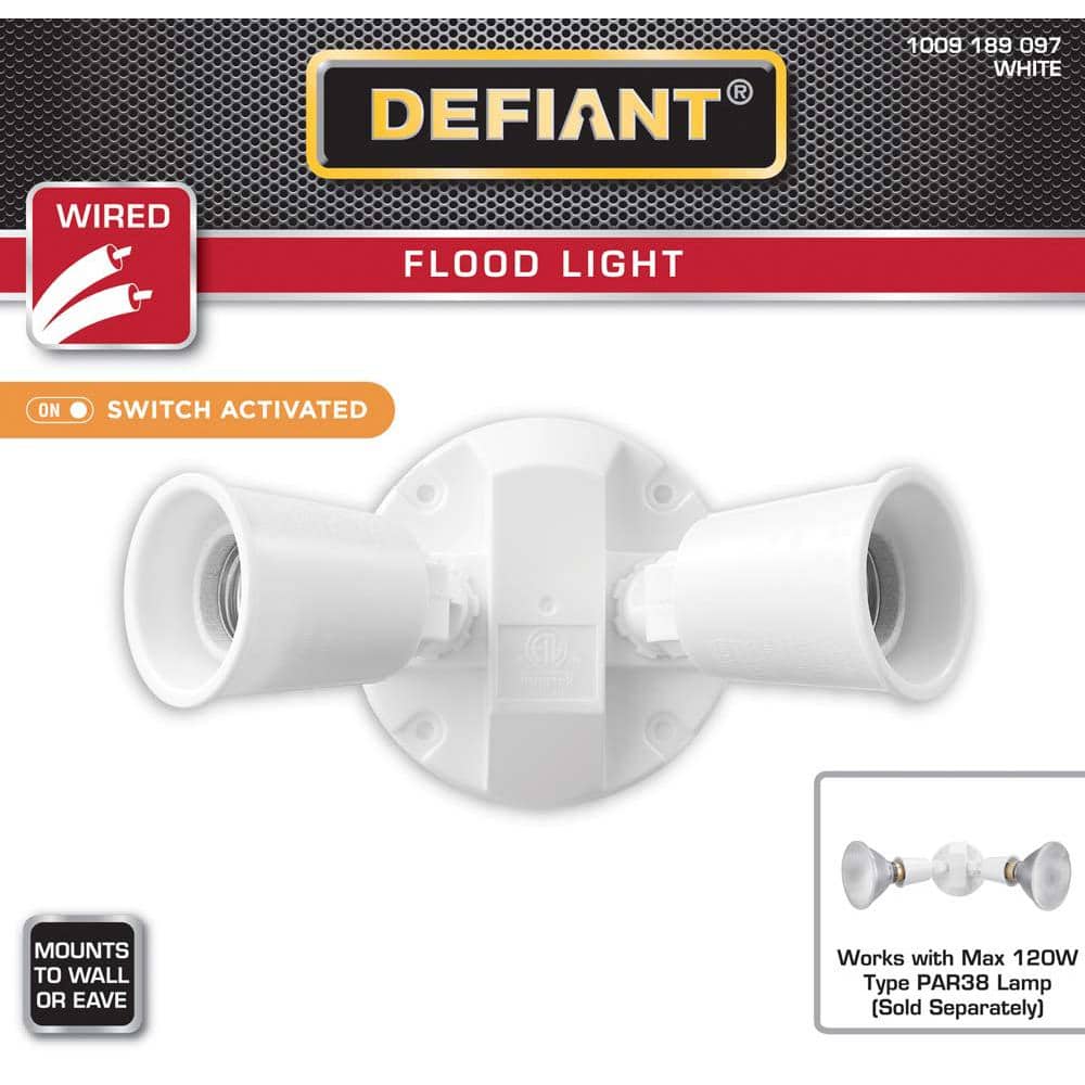Defiant PAR White Switch Activated Wired Outdoor 2-Head Security Flood Light (3)