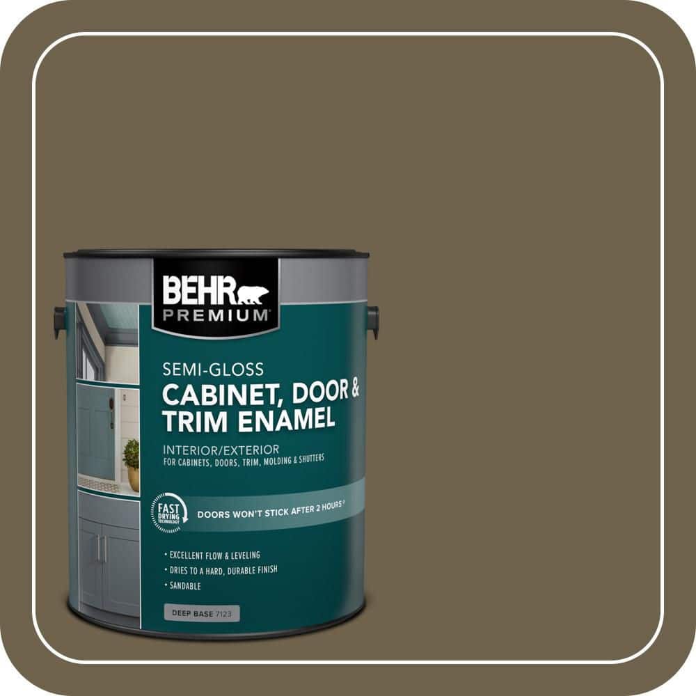 BEHR PREMIUM 1 gal. #HDC-AC-15 Peat Semi-Gloss Enamel Interior/Exterior Cabinet, Door & Trim Paint