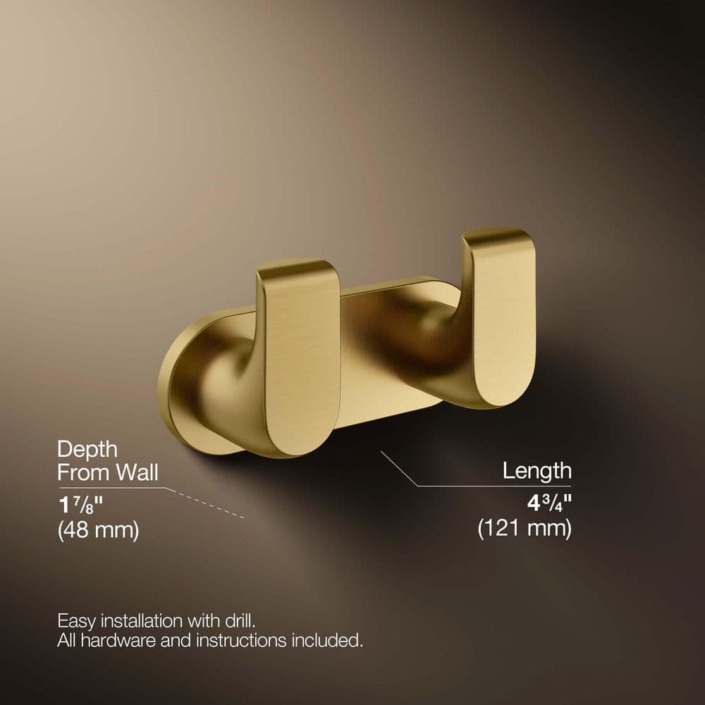 KOHLER Avid J-Hook Robe Hook in Vibrant Brushed Moderne Brass (3)