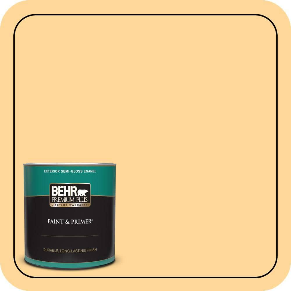 BEHR PREMIUM PLUS 1 qt. #P250-3 Marsh Marigold Semi-Gloss Enamel Exterior Paint & Primer