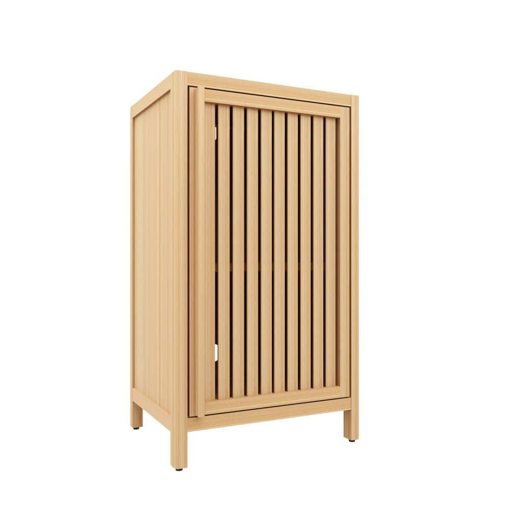 XUJMK 17 in. W x 13 in. D x 30 in. H Linen Cabinet, Bamboo Storage Cabinet, Freestanding Floor Cabinet with Door,Shelf,Natural (1)