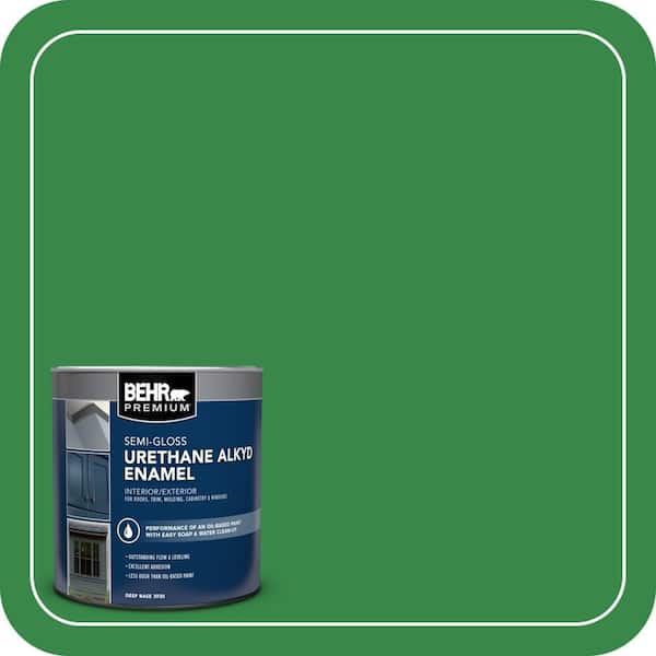 BEHR PREMIUM 1 qt. #P400-7 Paradise of Greenery Semi-Gloss Enamel Urethane Alkyd Interior/Exterior Paint (2)