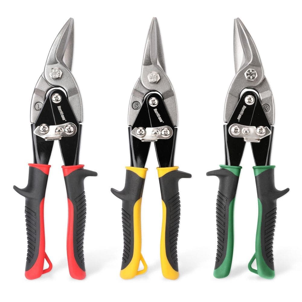 NVNOO Steel Roofing Cutting/Shaping Tools for Cut Sheet Metal, Ergonomical Handle with Hang Hole and Safety Latch (3-Pack) (1)