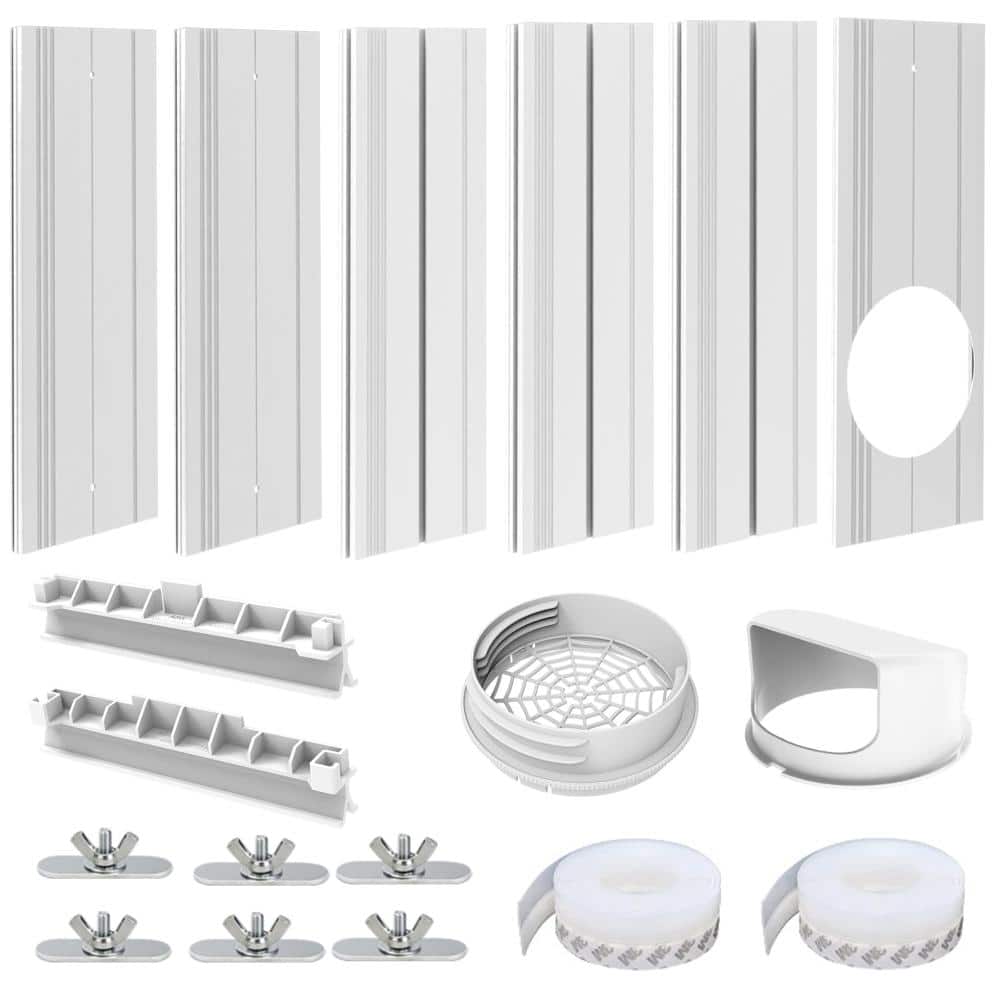 Unbranded Portable Air Conditioner Sliding Door Vent Kit Mobile AC Window Kit for 5.0/5.9 Inch Hose Kit with 6 Plates (1)