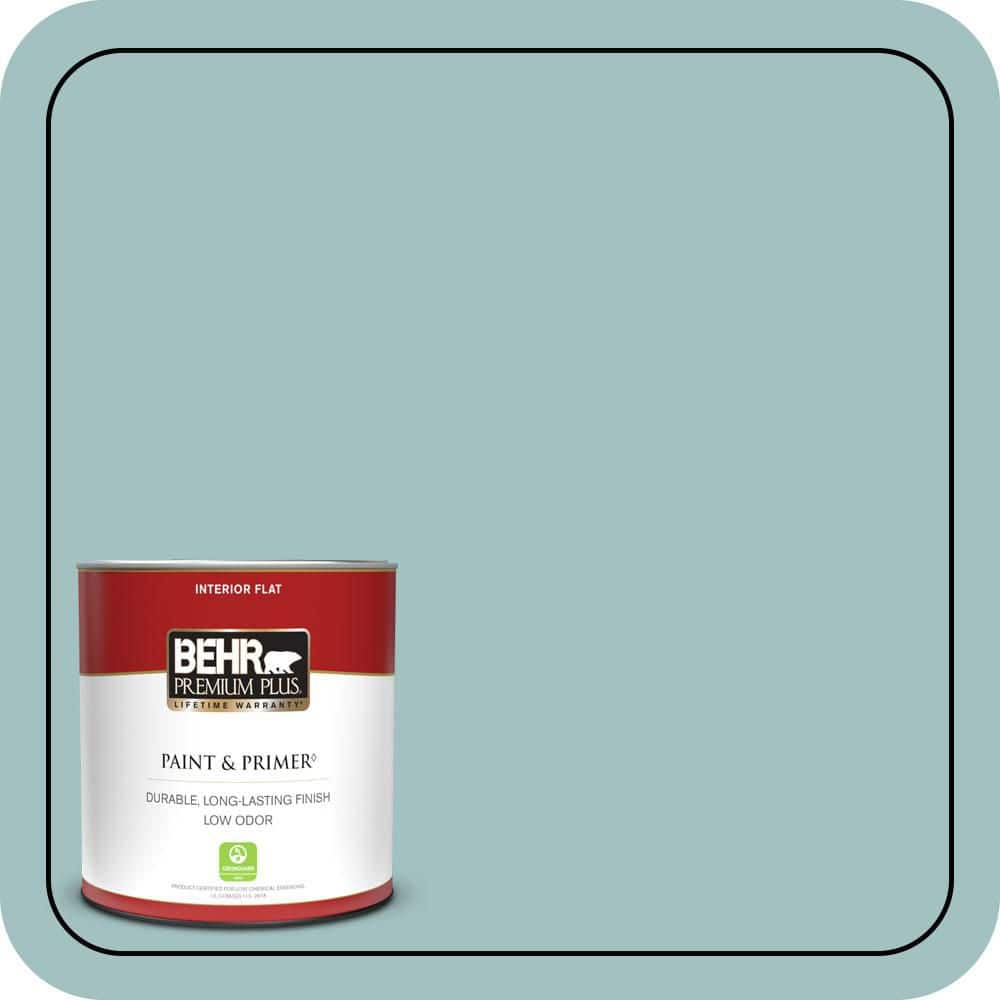 BEHR PREMIUM PLUS 1 qt. #S440-3 Aspiring Blue Flat Low Odor Interior Paint & Primer
