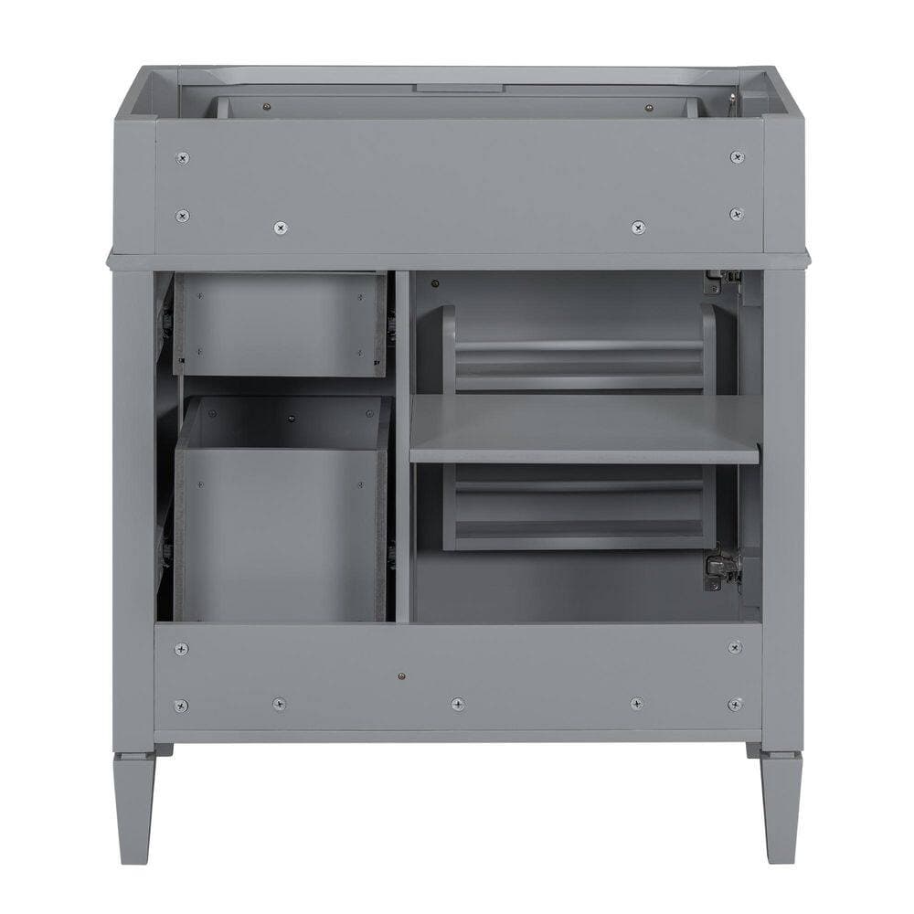 Buruis 35.7 in. Bath Vanity Cabinet Without Top in Black with 2 Drawers and a Tip-out Drawer, Basin Not Included (3)