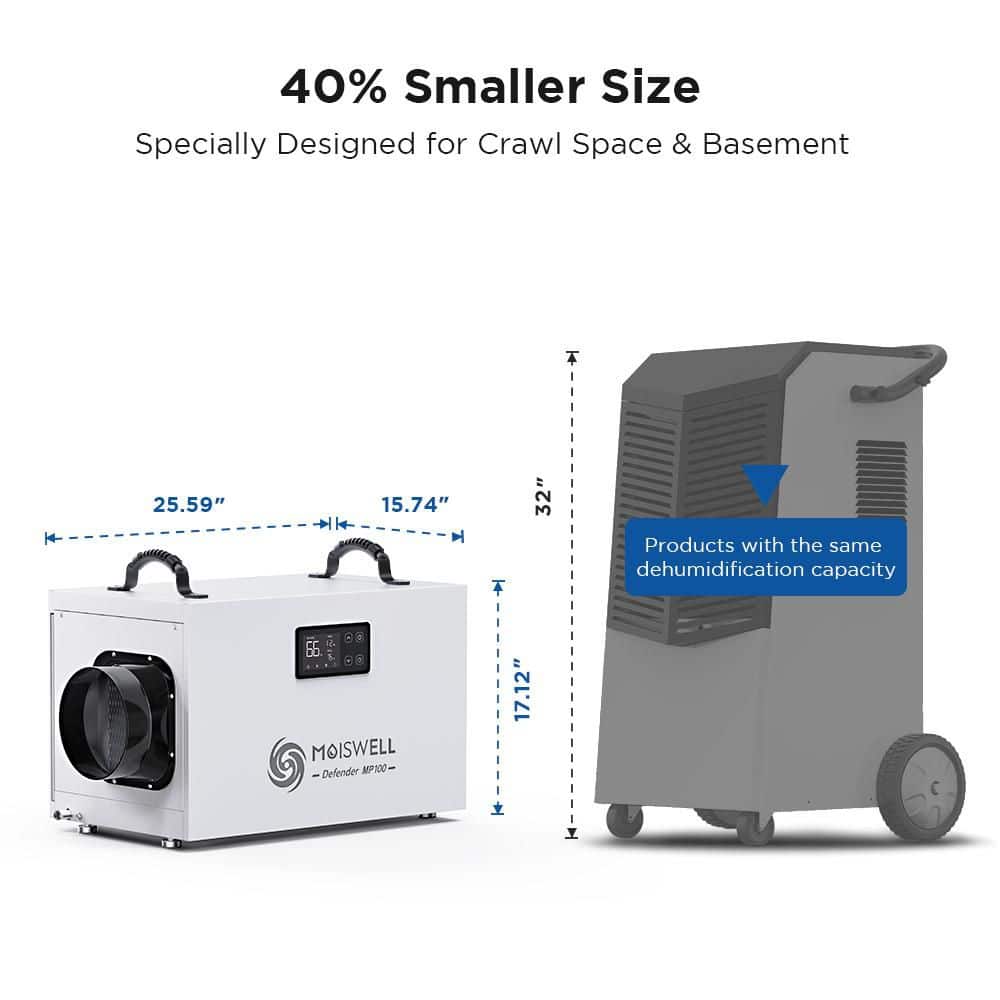 Moiswell 235 pt. 8,000 sq. ft.Bucketless Commercial Dehumidifier with Pump and Drain Hose for Crawl Space Large Basement in White (2)
