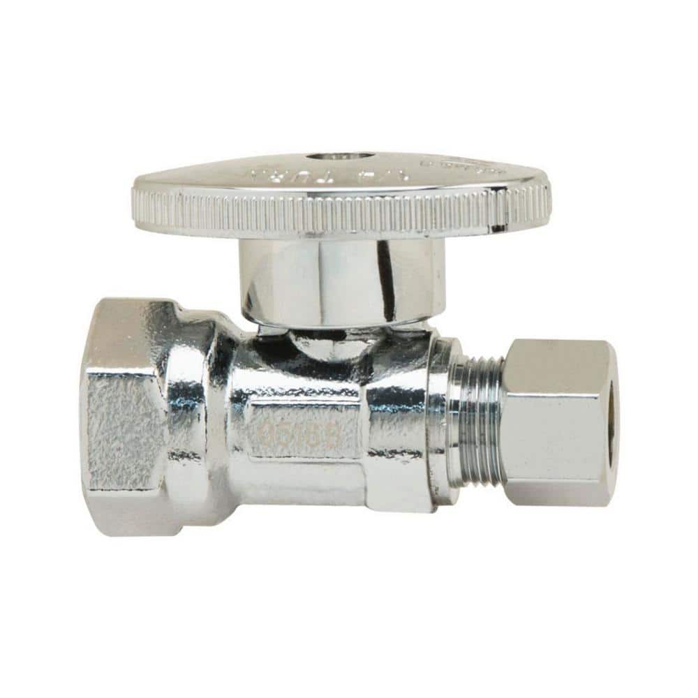 Plumbshop 1/2 in. FIP x 3/8 in. Compression 1/4-Turn Brass Straight Valve