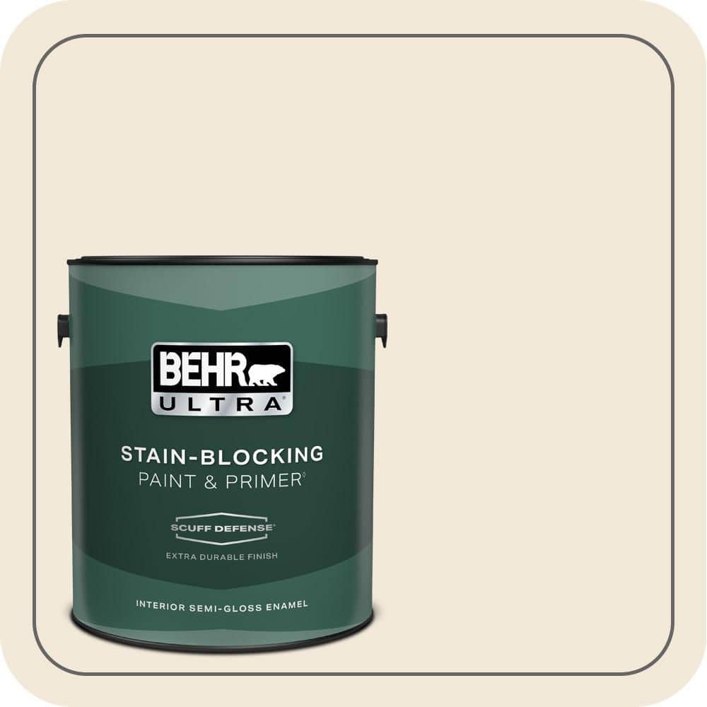 BEHR ULTRA 1 gal. #PPH-06 Rice Drink Extra Durable Semi-Gloss Enamel Interior Paint & Primer