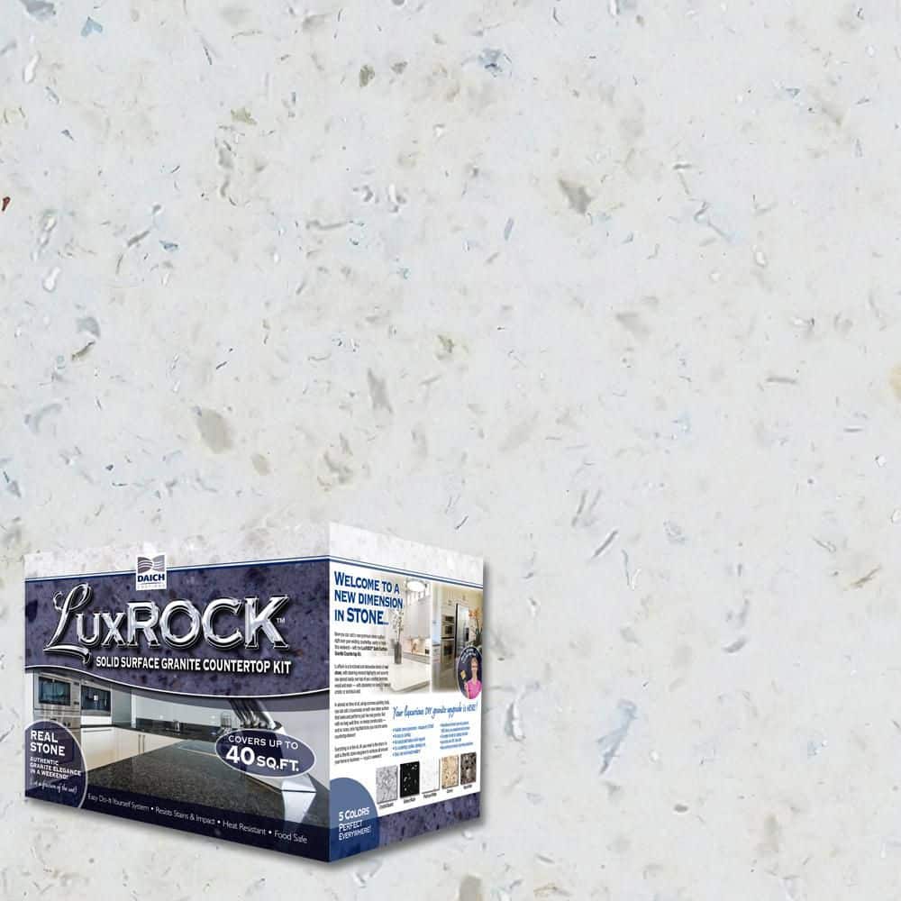 DAICH Lux Rock Solid Surface Granite Countertop Kit - 40 sq. ft. - Platinum White