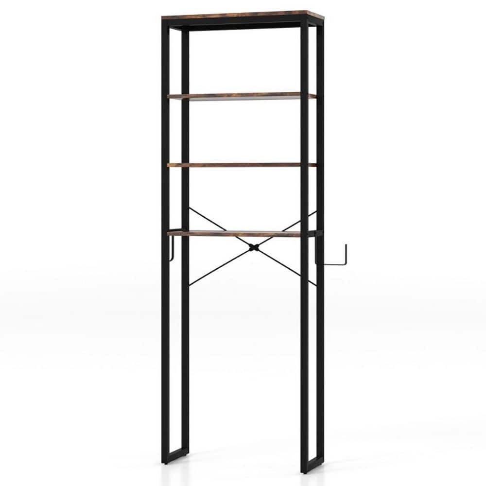 Boyel Living 24 in. W x 70 in. H x 10 in. D Brown Wood 4-Tier Freestanding Over The Toilet Storage with Open Shelves