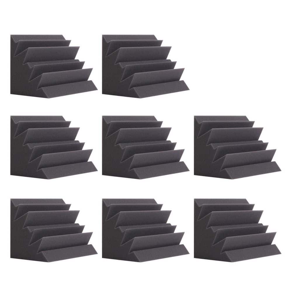 Laybus 8 in. x 8 in. x 12 in. Black Bass Traps Corner Studio Foam (8-Pack), High Density and Fire-Proof Bass Traps (1)