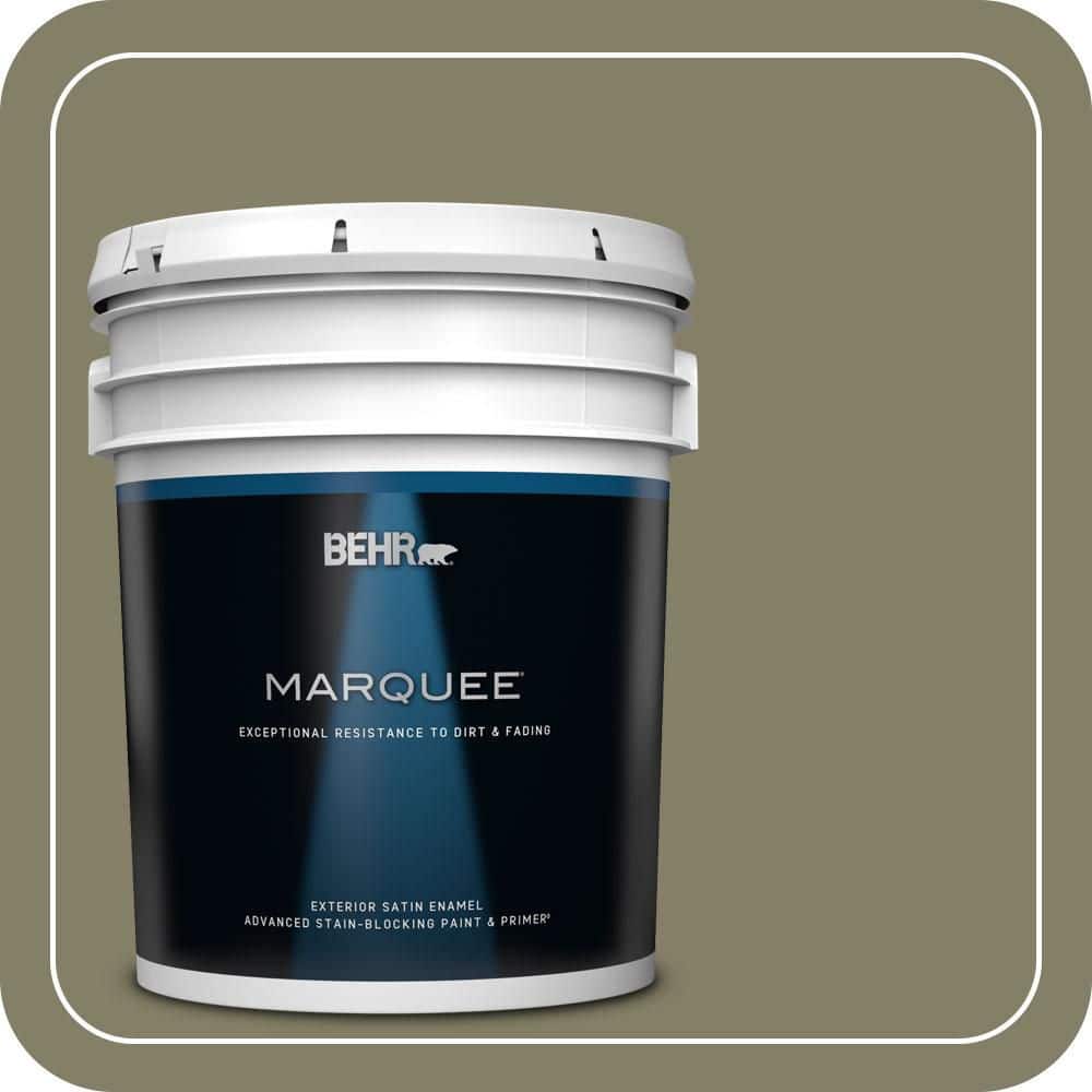 BEHR MARQUEE 5 gal. #QE-37 Knotweed Satin Enamel Exterior Paint & Primer