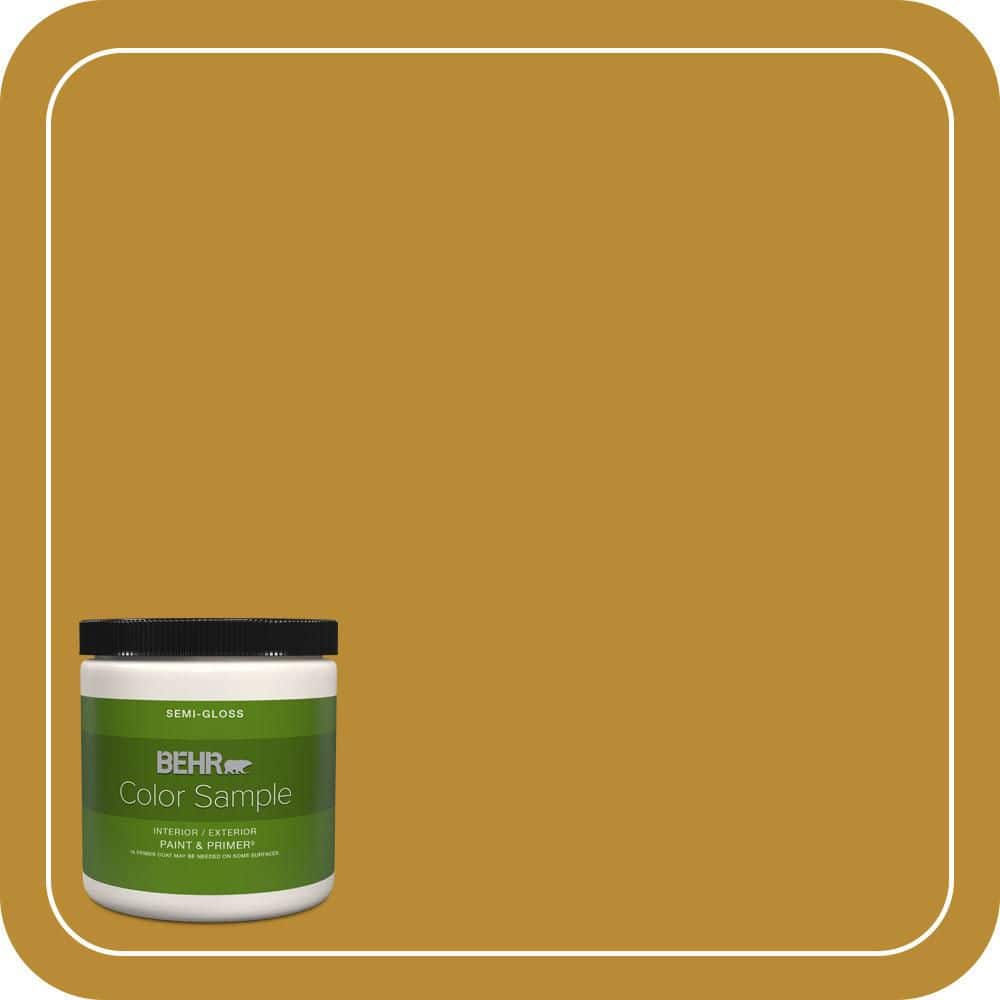 BEHR PREMIUM PLUS 8 oz. #S-H-340 Treasures Semi-Gloss Interior/Exterior Paint & Primer Color Sample