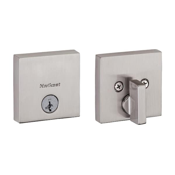 Kwikset Downtown Low Profile Satin Nickel Square Single Cylinder Contemporary Deadbolt featuring SmartKey Security (2)