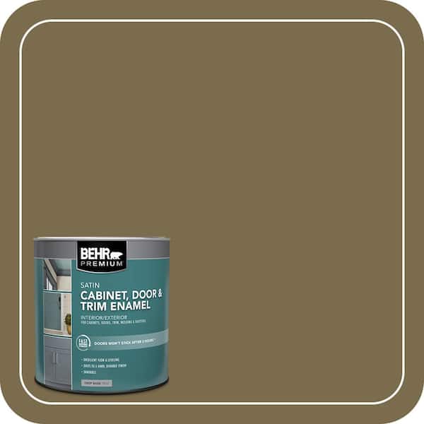 BEHR PREMIUM 1 qt. #PPU8-01 Olive Satin Enamel Interior/Exterior Cabinet, Door & Trim Paint (2)